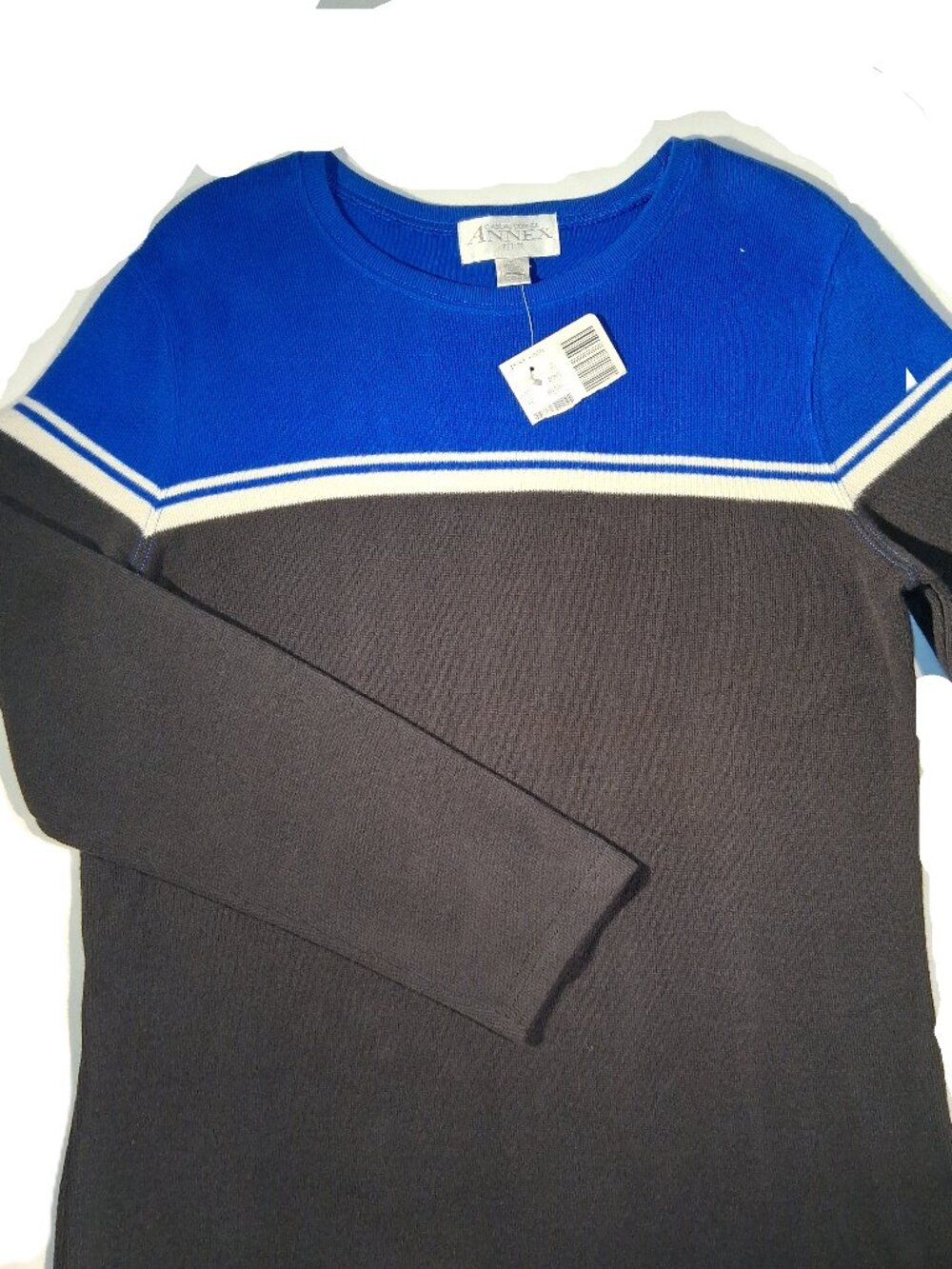ANNEX Casual Corner Sweater  Large  Black Blue Tunic Pullover  Cotton  Y2K  NWT